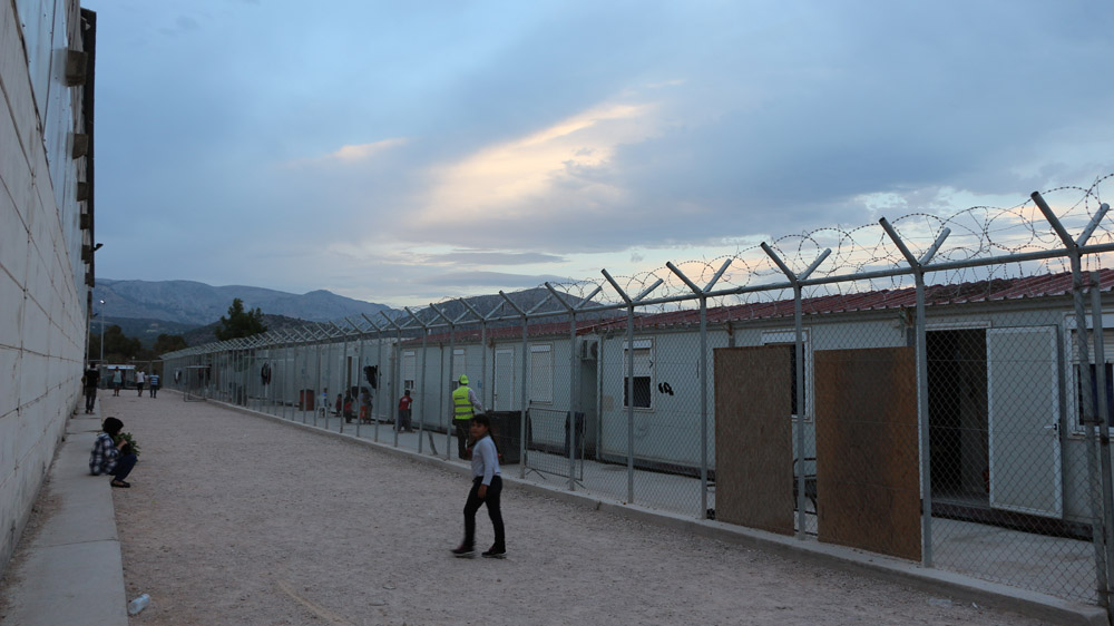  The camp at VIAL, a disused aluminium moulding plant a few kilometres from Chios town [John Psaropoulos/Al Jazeera]