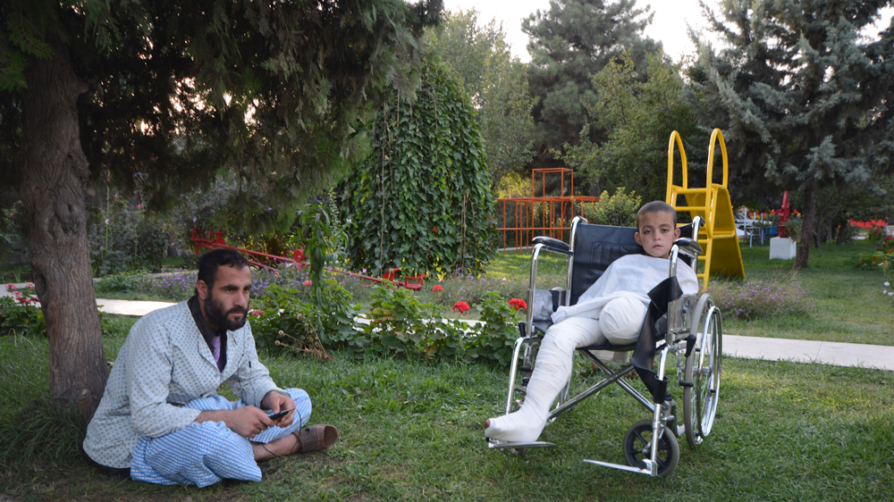 Abdul Karim, 9, lost a leg after a rocket hit his house in Oruzgan province [Angela Corrias/Al Jazeera]