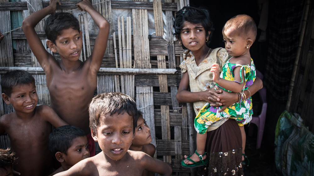At Baw Du Pha IDP camp, children pass the day in their camps as humanitarian assistance, including schools, has been temporarily suspended [Katie Arnold/Al Jazeera]