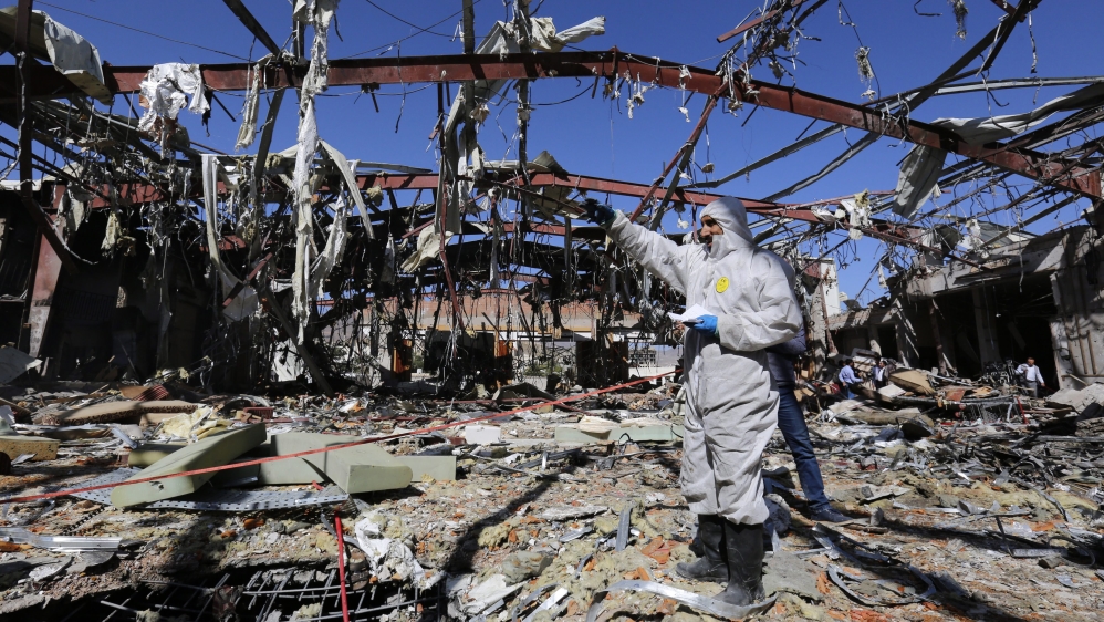 Aftermath of alleged Saudi-led airstrikes on funeral ceremony in Sana’a