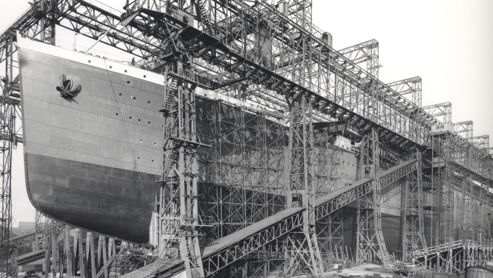 Britannic takes shape in the Harland & Wolff Shipyard in Belfast [Courtesy Simon Mills]