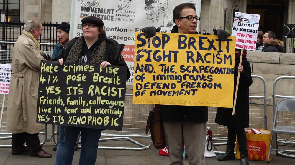 Protesters against Brexit outside UK Supreme court