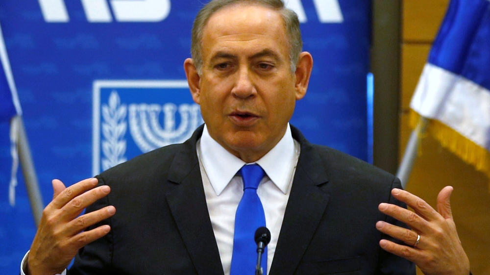 Israeli Prime Minister Benjamin Netanyahu attends a Likud party meeting at the Knesset, the Israeli parliament, in Jerusalem