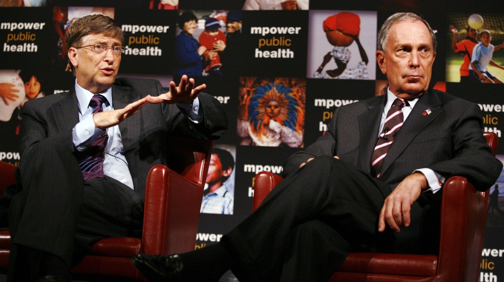 File photo of Gates speaking as Bloomberg sits during a news conference announcing joint efforts to combat the global tobacco epidemic in New York