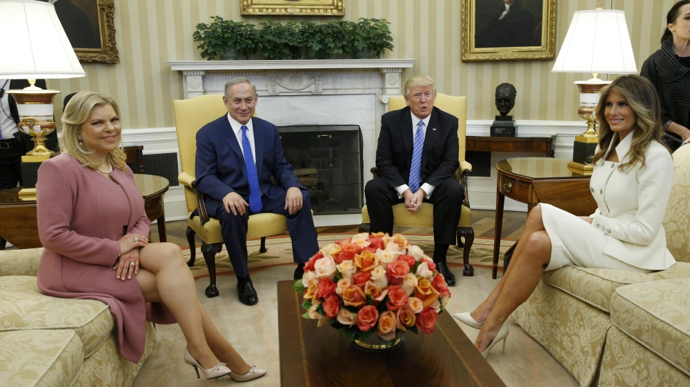 U.S. President Trump meets with Israeli Prime Minister Netanyahu in Oval Office at the White House in Washington