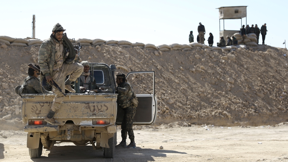 Syrian Democratic Forces (SDF) gather in northern Deir al-Zor province ahead of an offensive against Islamic State militants