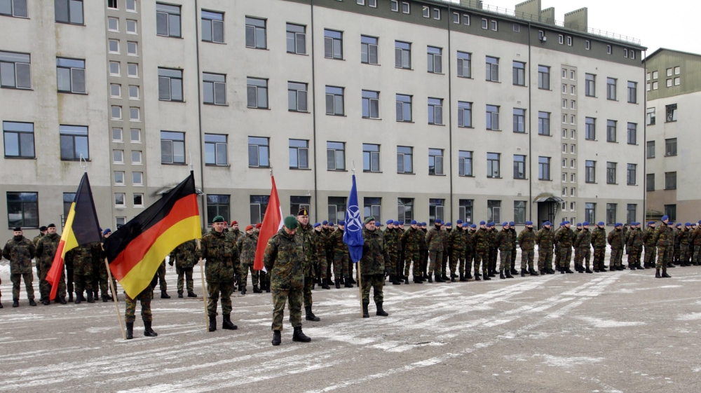 Welcoming ceremony for the first troops of the NATO enhanced Forward Presence (eFP) battalion group