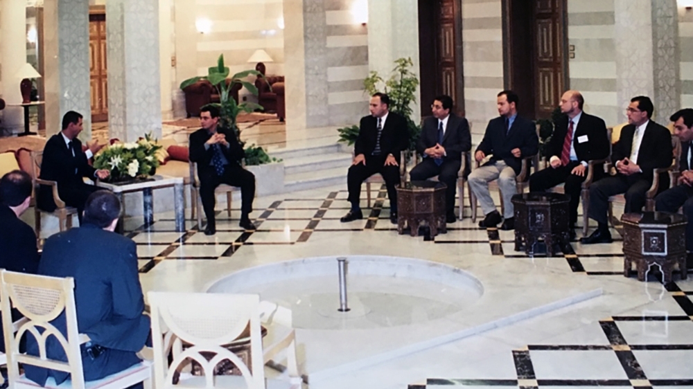 Zaher Sahloul attended medical school with Bashar al-Assad between 1982 and 1988 at Damascus University. Here, Sahloul is fourth from right [Courtesy of Zaher Sahloul/Al Jazeera]