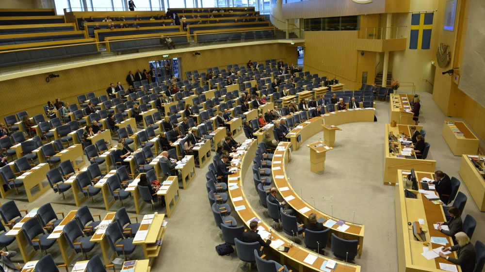 A general view of the Swedish Parliaament during the debate about the government''s budget proposal in Stockholm