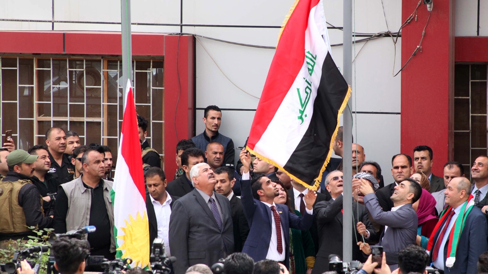Kurdish and Iraqi government flag
