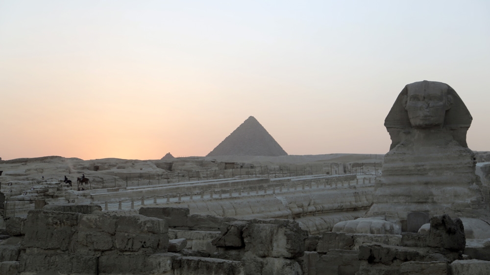 Protector of the Egyptian tombs, the Great Sphinx of Giza, is believed to have been made in the image of Pharaoh Khafra [Dorian Geiger/Al Jazeera]