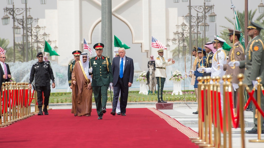 The arms sale agreement was just one of a series of deals to be announced during the visit [EPA/Saudi Press Agency handout]