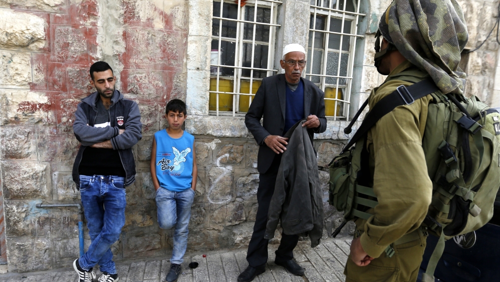 Israeli soldiers patrol the Old City of Hebron in the West Bank