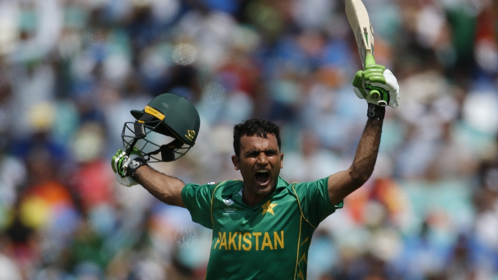Pakistan''s Fakhar Zaman celebrates his century