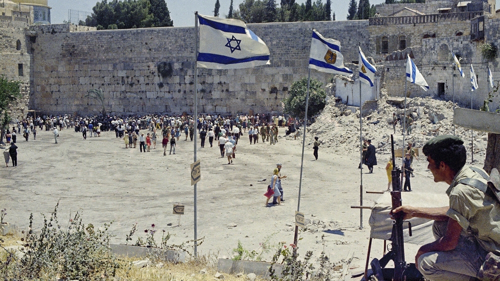 The rubble of the Moroccan Quarter after it was razed to the ground and the Palestinian families expelled to make way for Jews to pray at the Wall [The Associated Press] 