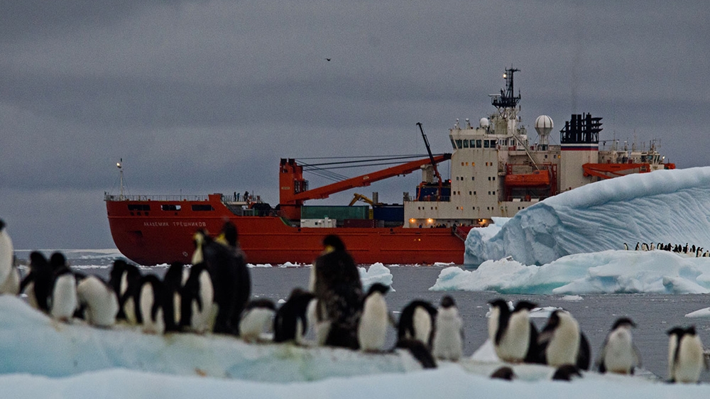 The Russian research ship, Academic Treshnikov [Josh Lawrence/Al Jazeera]
