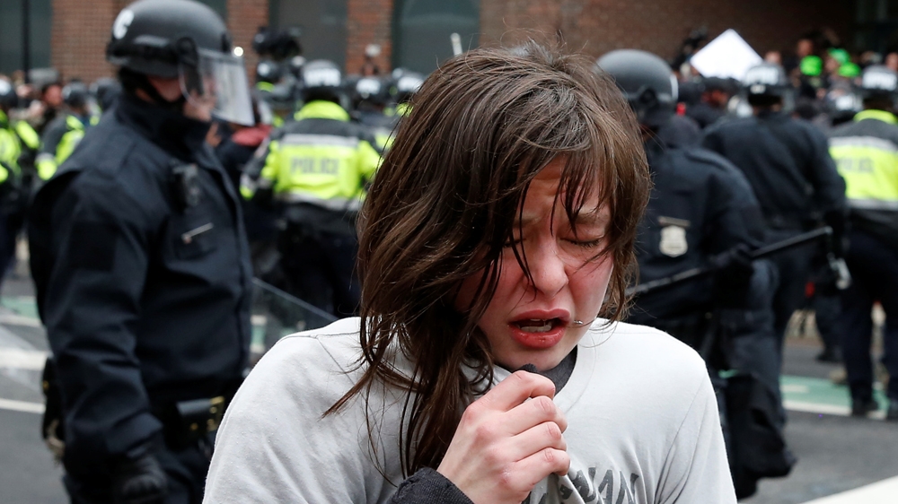 Trump inauguration day protest - police
