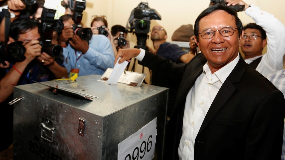 Kem Sokha, president of the CNTP, votes in Kandal province [Samrang Pring/Reuters]