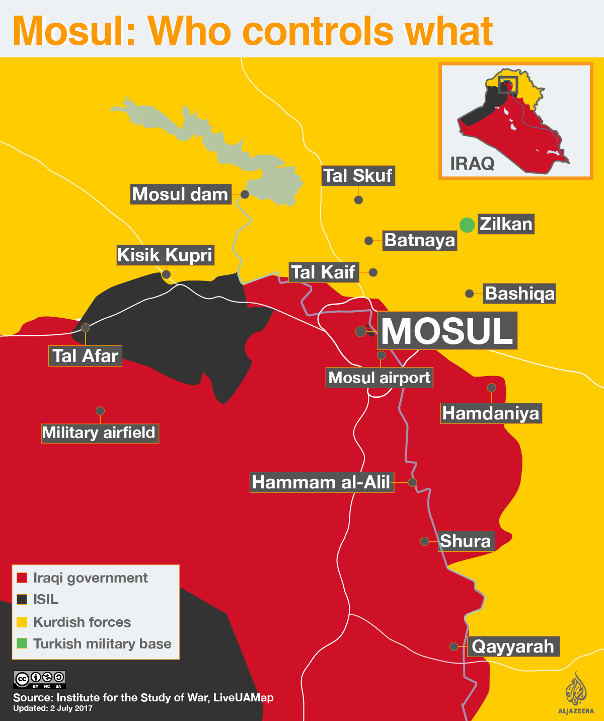 Infographic: Mosul - who controls what. Map overview, July 2 [Al Jazeera]