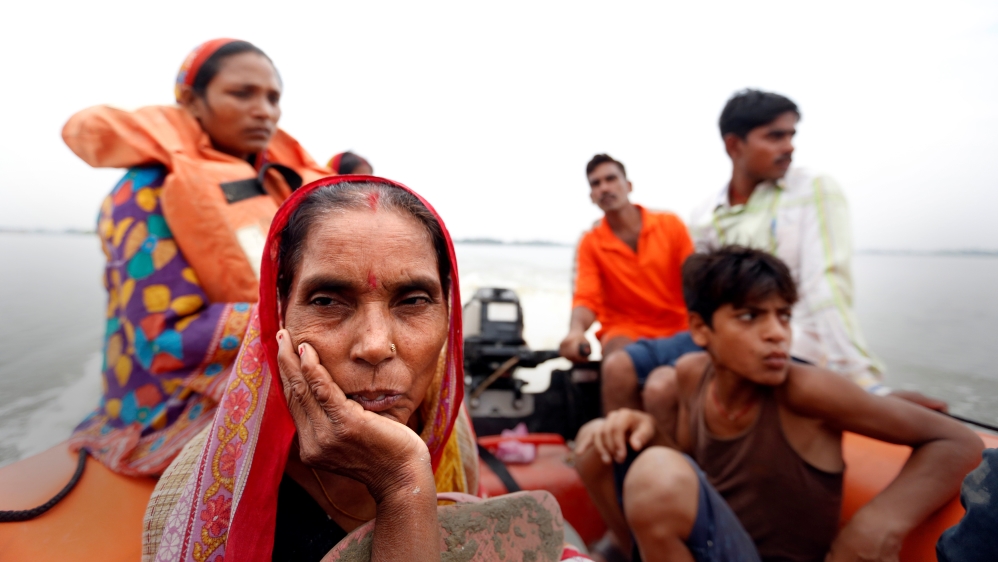 People are rescued from a flooded village in Motihari