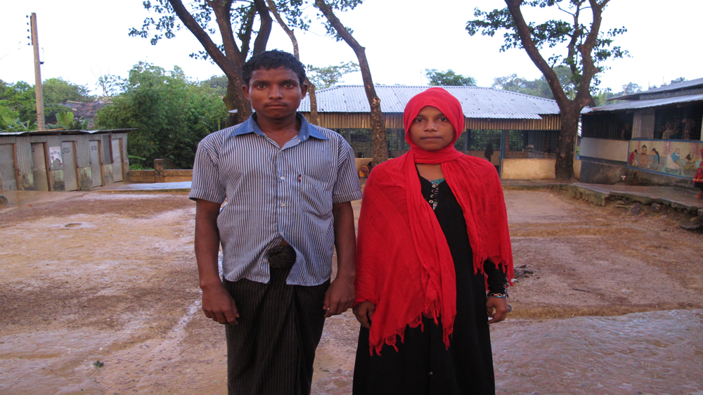 Rajuma, who was raped by Myanmar soldiers and witnessed the murder of her infant son, was reunited with her husband in Kutupalong refugee camp [Annette Ekin/Al Jazeera] 