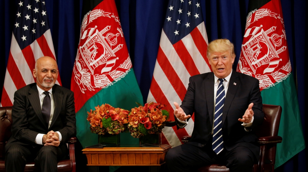 U.S. President Donald Trump meets with Afghan President Ashraf Ghani in New York
