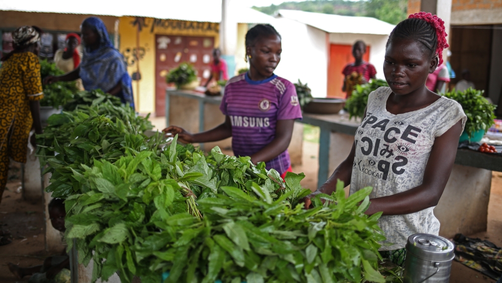 Ndele's bustling market is filled with merchants selling cassava, onions and herbs. The smell of roasting beef and dried fish fills the air [Cassandra Vinograd/Al Jazeera]