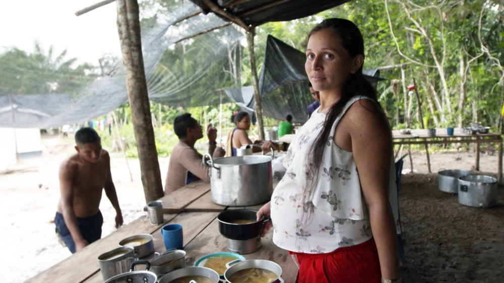 Diana joined FARC when she was 14. Shortly after giving birth, she took her baby back to the FARC camp where she lives [Lali Houghton/Al Jazeera]