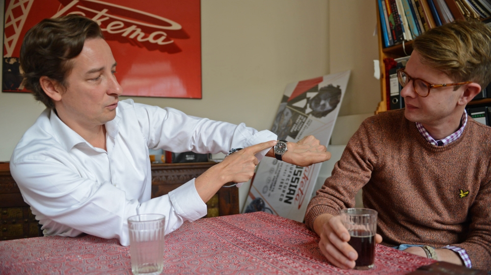 Prince Rostislav Romanov (right) is a designer and board member of the Raketa-Petrodvorets watch factory. His ancestor, Peter the Great, founded the factory in 1721 [Sergey Kozmin/Al Jazeera]