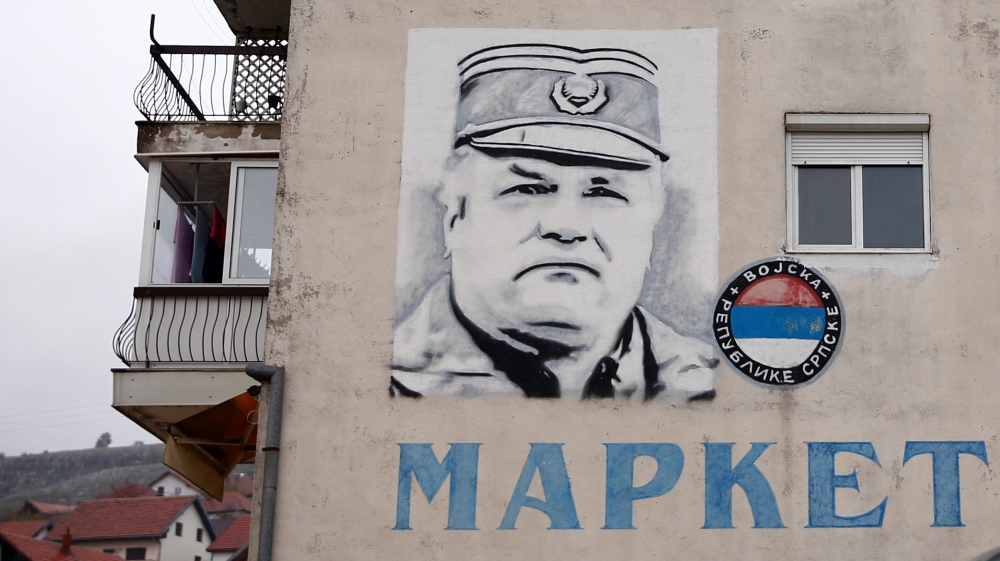 Mladic mural is seen on building in Gacko