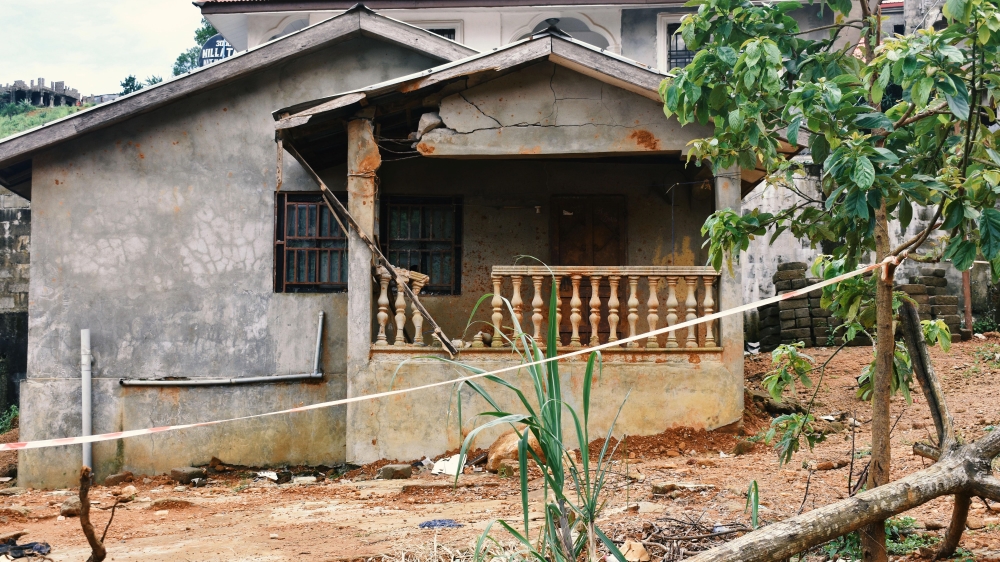 A house pictured in Regent, waiting to be repaired [Lilah Gaafar/Al Jazeera]