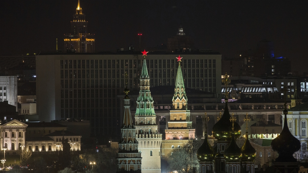 The Kremlin's towers still bear the red stars which Petrodvorets factory produced in the 1930s to replace the royal two-headed eagles [AP Photo/Denis Tyrin]