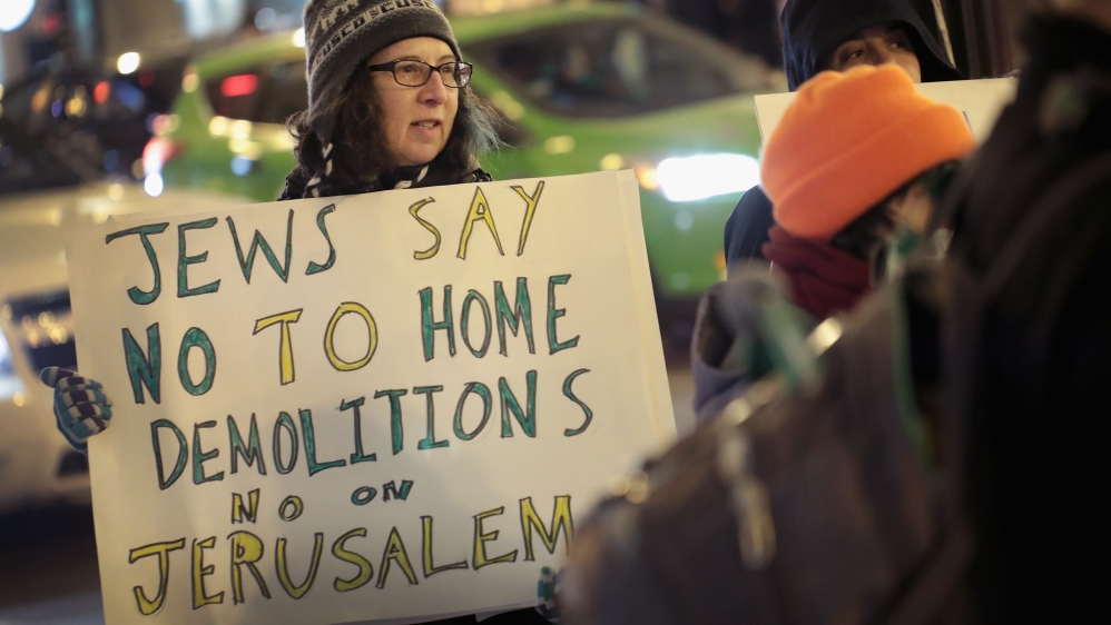 A protester in Chicago on Thursday night [Scott Olson/Getty Images/AFP]