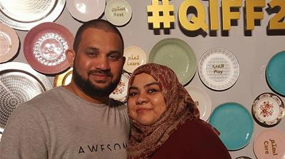 Fathima Zafra Afker (R) with husband [Facebook] 