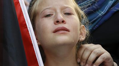 11-year-old Ahed cries during the funeral of her relative Rushdi Tamimi, who was shot by Israeli forces during a protest in November 2012 [Reuters/Mohamad Torokman]