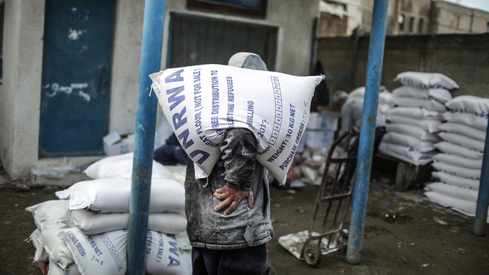 Food aid to Gazaian families by UNRWA