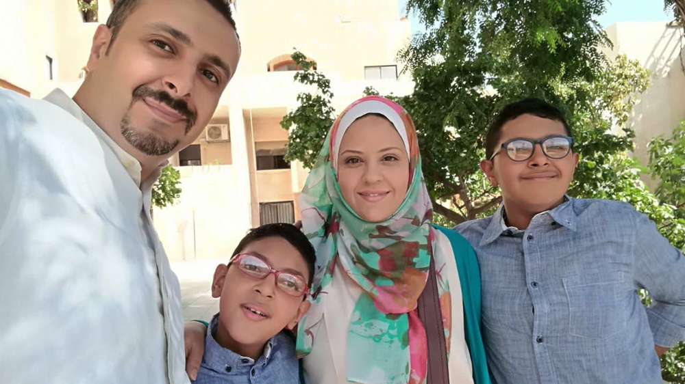 Reem with her husband, Mohammad, and two children, after moving to Amman [courtesy of Reem Alfranji]