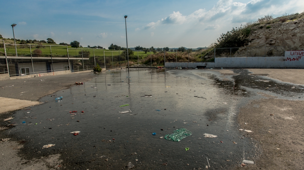 Sewage running through the Kofinou reception centre [Dimitris Sideridis/Al Jazeera]