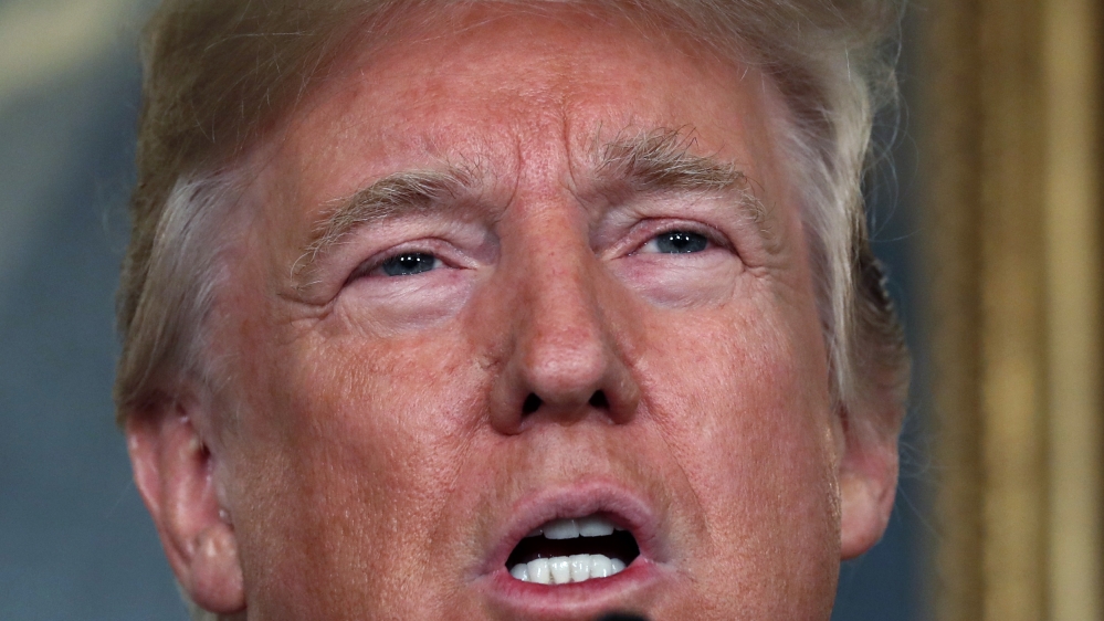 U.S. President Trump speaks about Iran and the Iran nuclear deal at the White House in Washington