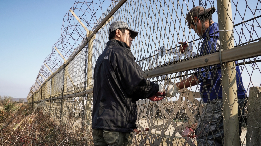 Of his work in the Demilitarized Zone, eL Seed said its importance didn't rest on 'the shape of the art piece but what it represents' [Courtesy: eL Seed studio]