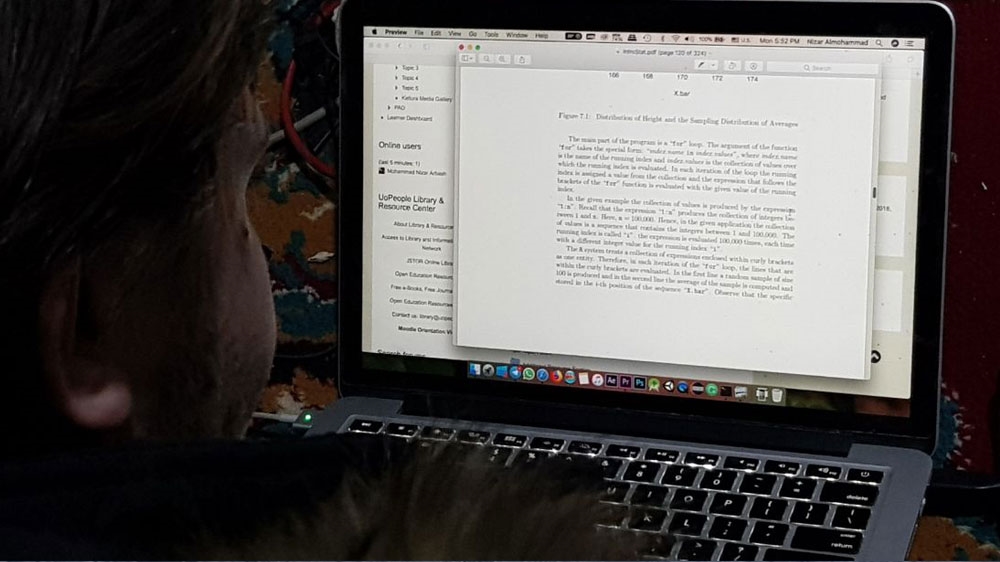 Mohammed Nizar Arbash says 'the virtual option has been the best solution' for obtaining an education in Eastern Ghouta [Courtesy of Mohammed Nizar Arbash] 