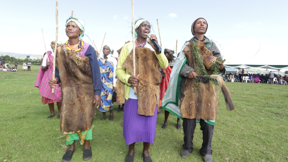 Ogiek women performed traditional dances to celebrate Ogiek Day [Moraa Obiria/ Al Jazeera] 