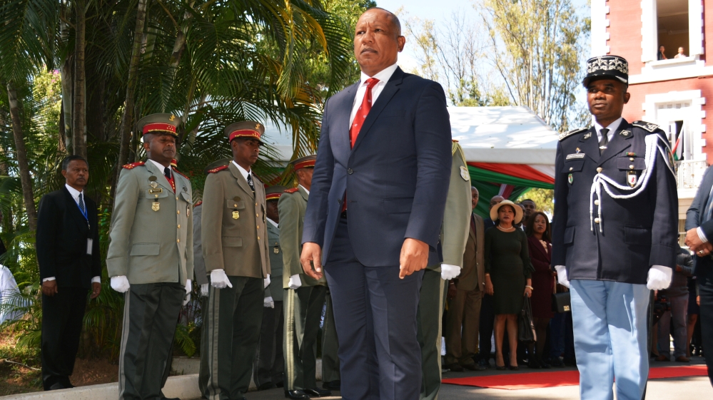 Madagascar''s newly appointed Prime Minister Christian Ntsay attends his handover ceremony from outgoing Prime Minister Olivier Mahafaly in Antananarivo