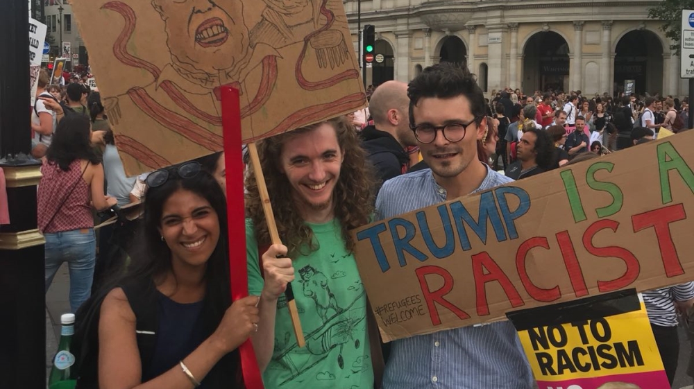 Tom Ager (R): Trump 'banned people from specific countries based on their nationalities and that is definitely, explicitly racist' [Claire Gilbody Dickerson/Al Jazeera] 