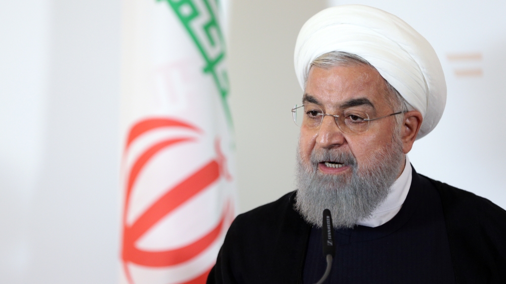 Iran''s President Hassan Rouhani attends a news conference at the Chancellery in Vienna
