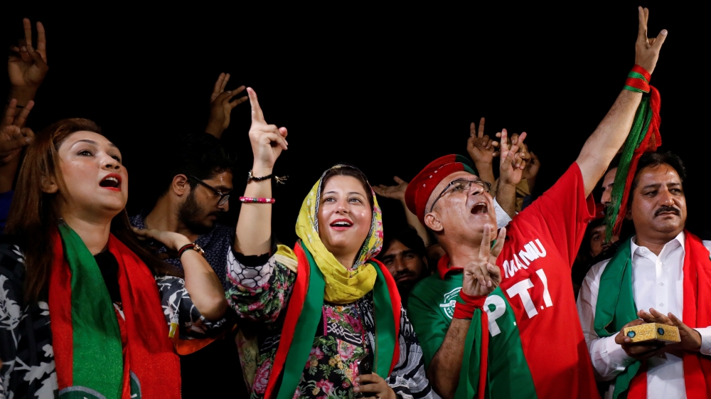 Supporters of cricket star-turned-politician Imran Khan celebrate