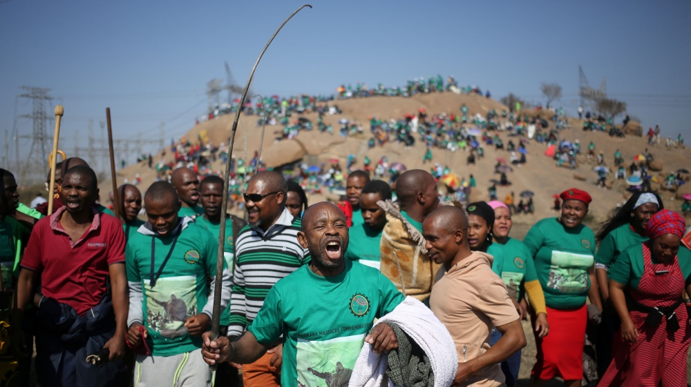 Miners and members of the Association of Mineworkers and Construction Union (AMCU)
