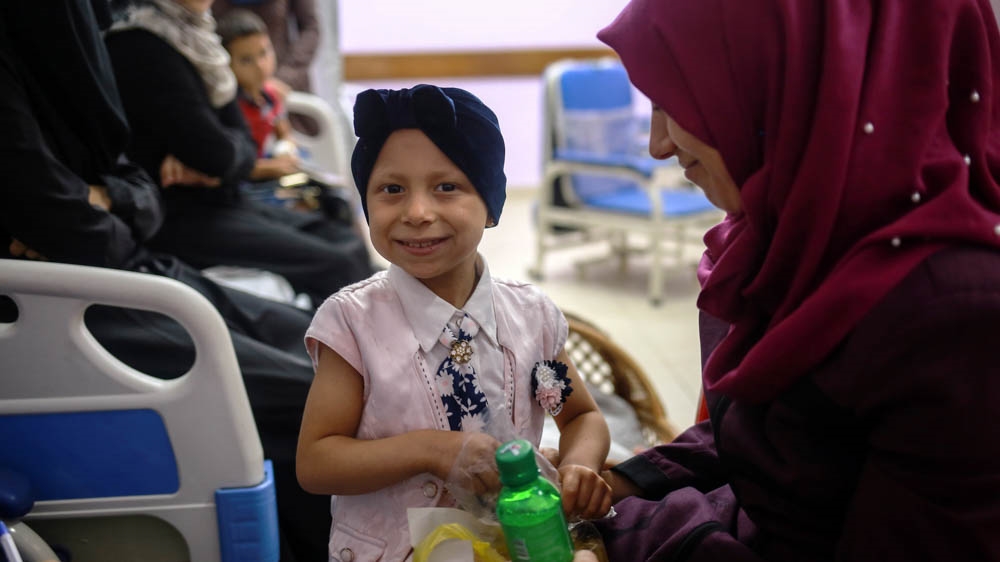 Four-year-old Aseel was diagnosed with kidney cancer in 2016 [Hosam Salem/Al Jazeera] 