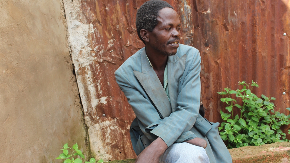 Murugi lost his right hand after he was caught stealing khat, a mild narcotic chewed by many East Africans [Idris Mukhtar/Al Jazeera]
