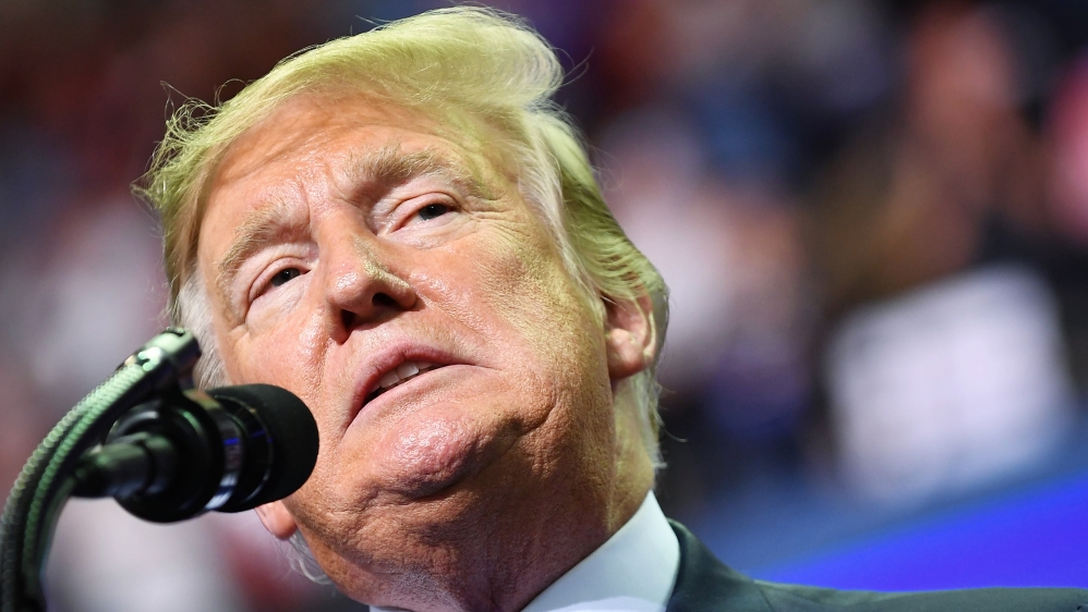 Trump speaks during a 'Make America Great Again' rally at Landers Center in Southaven, Mississippi [File: Mandel Ngan/AFP] 